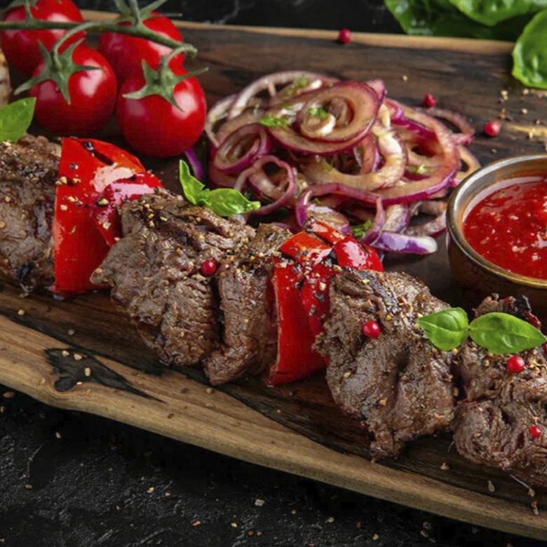 Шашлык из говяжей печени в жировой сетке от шефа